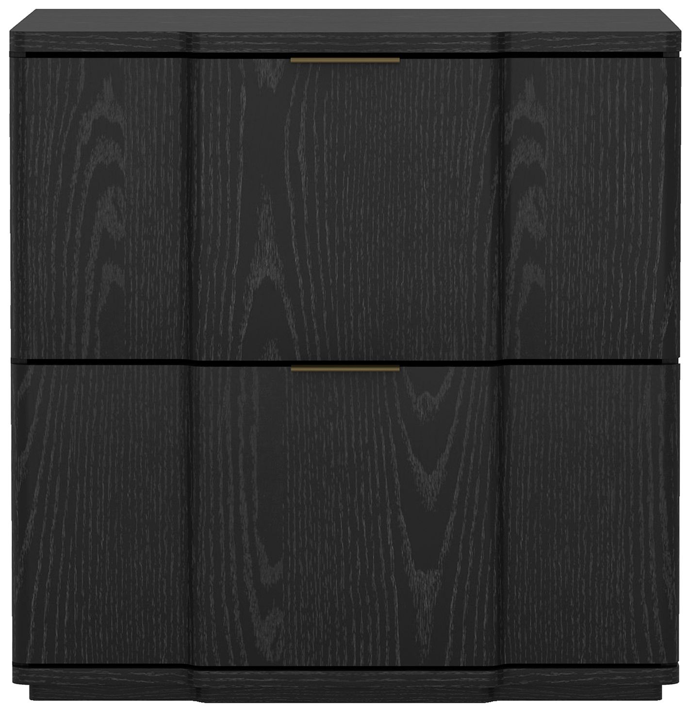 Image 3 Clive Mid-Century Modern 22" Nightstand in Black and Gold (2-Drawer) more views