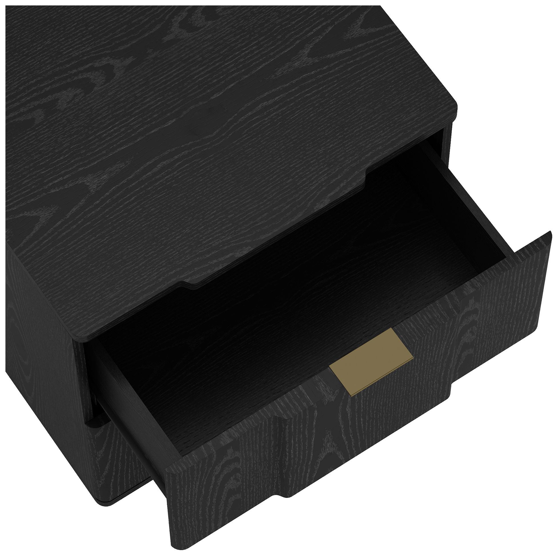 Image 6 Clive Mid-Century Modern 22" Nightstand in Black and Gold (2-Drawer) more views