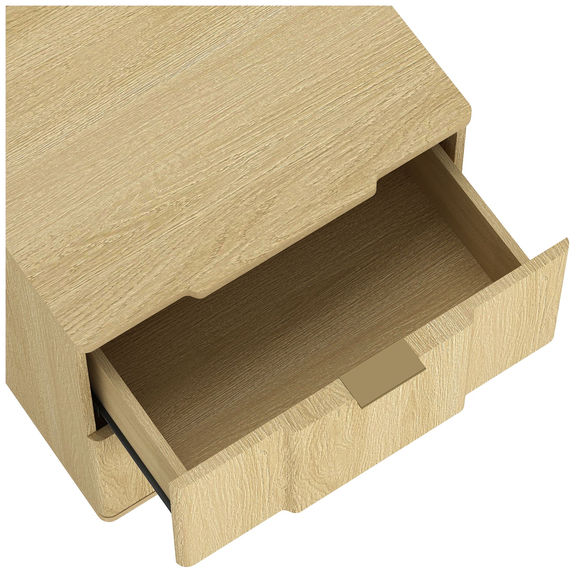 Image 6 Clive Mid-Century Modern 22" Nightstand in Natural and Gold (2-Drawer) more views