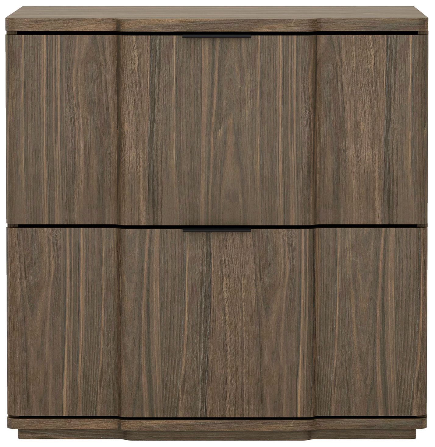 Image 2 Clive Mid-Century Modern 22" Nightstand in Walnut and Black (2-Drawer)