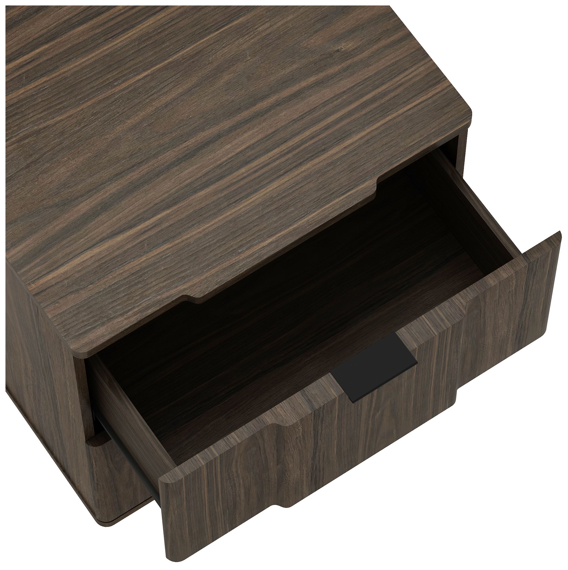 Image 6 Clive Mid-Century Modern 22" Nightstand in Walnut and Black (2-Drawer) more views