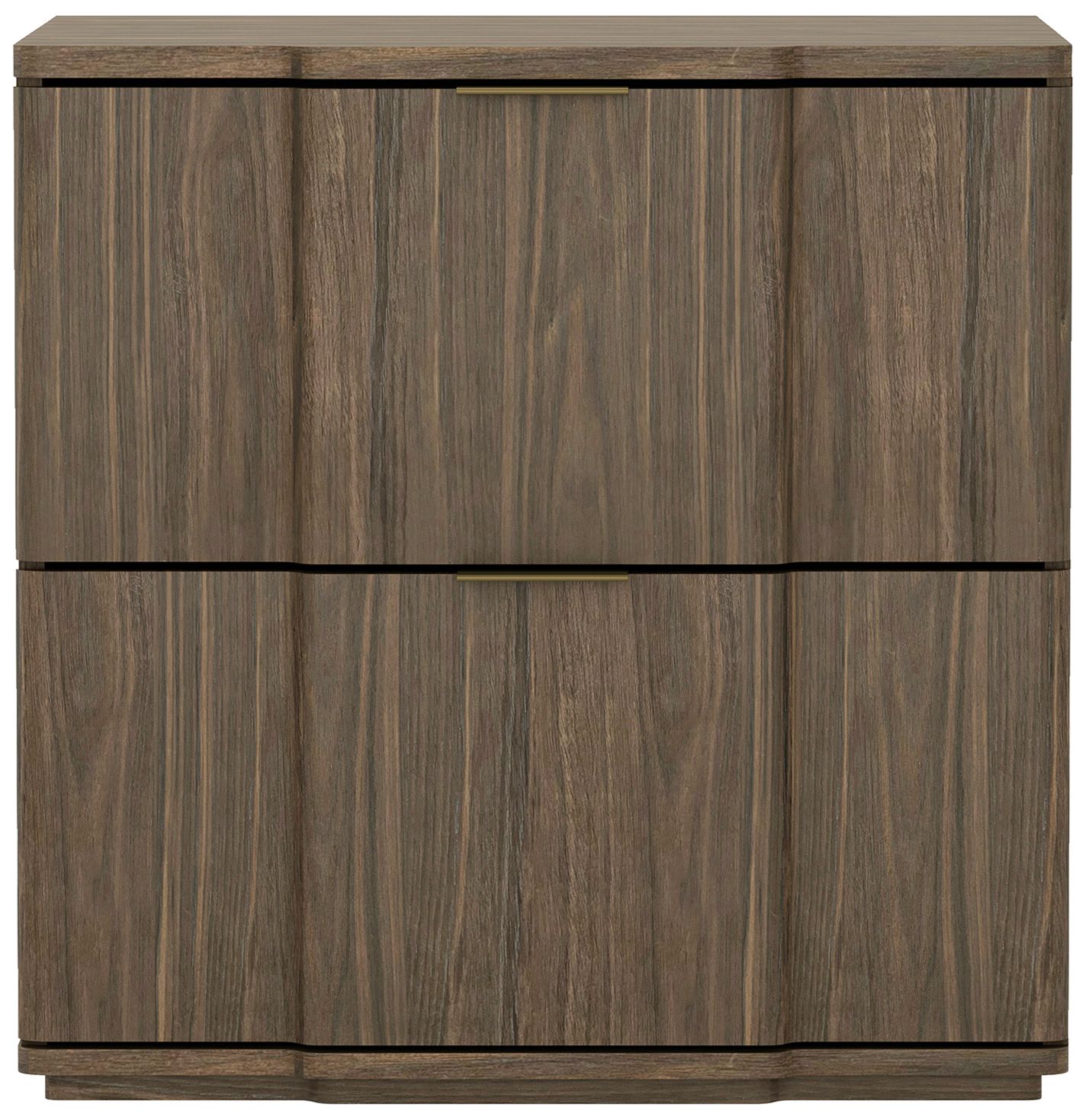 Image 3 Clive Mid-Century Modern 22" Nightstand in Walnut and Gold (2-Drawer) more views