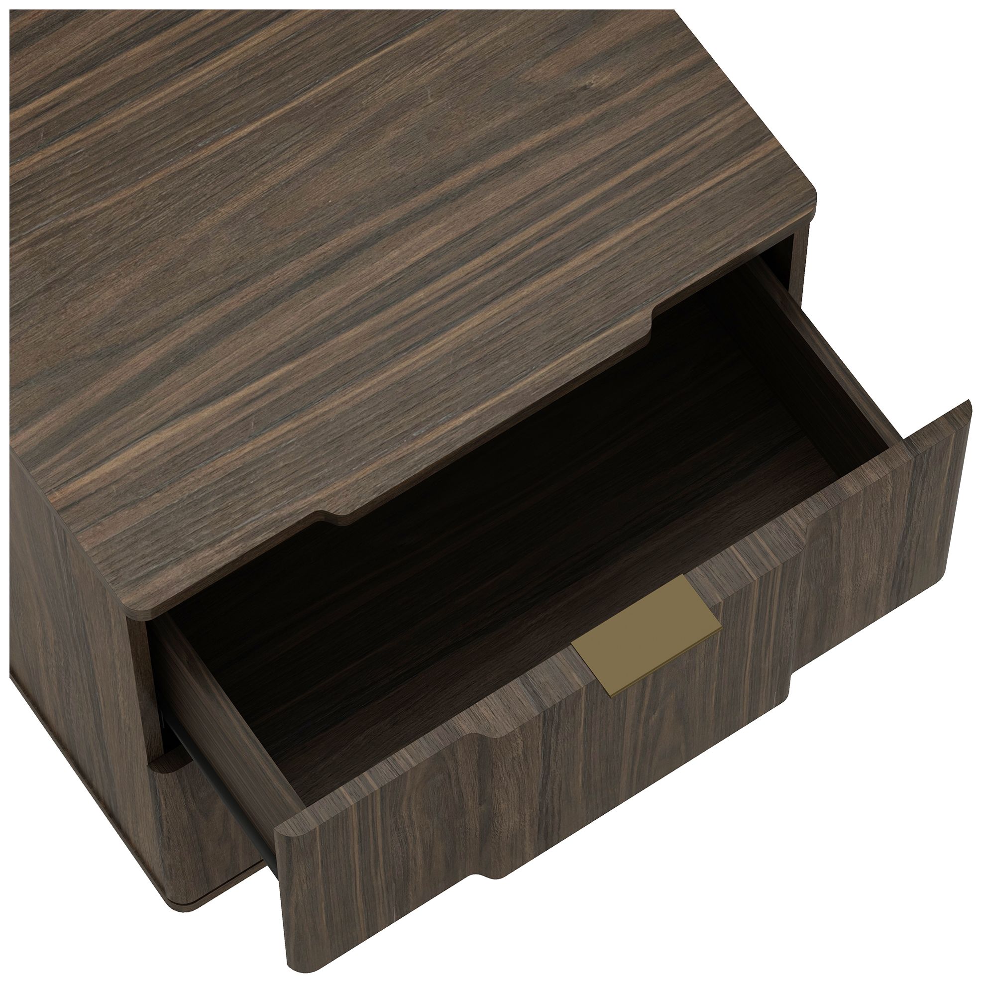 Image 6 Clive Mid-Century Modern 22" Nightstand in Walnut and Gold (2-Drawer) more views