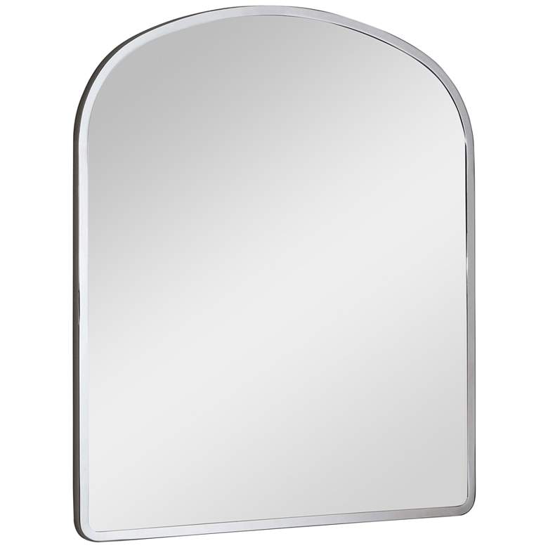 Cloak Polished Nickel Metal 26&quot; x 30&quot; Arch Top Wall Mirror