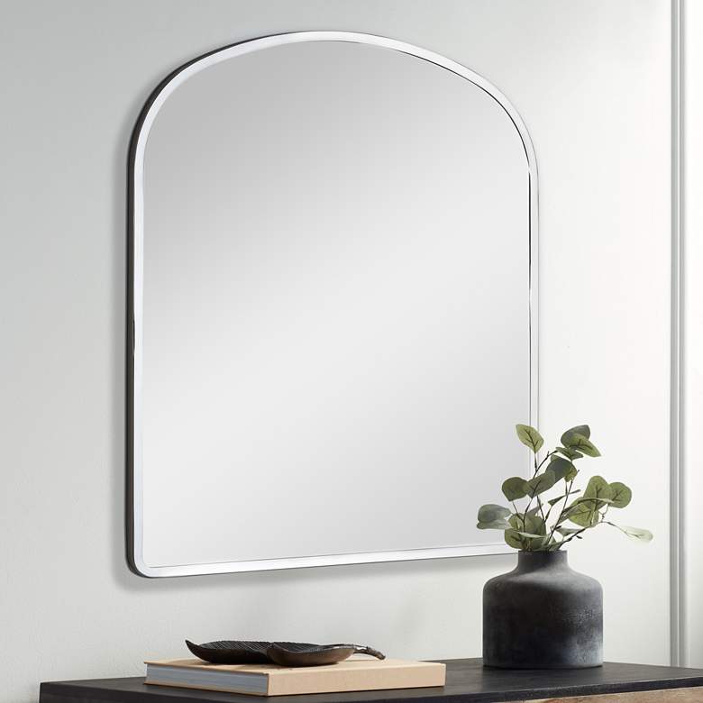 Image 1 Cloak Polished Nickel Metal 26" x 30" Arch Top Wall Mirror