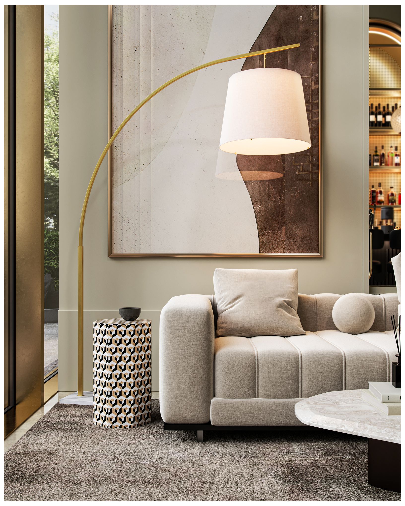 Cloister Brass Large Floor Lamp