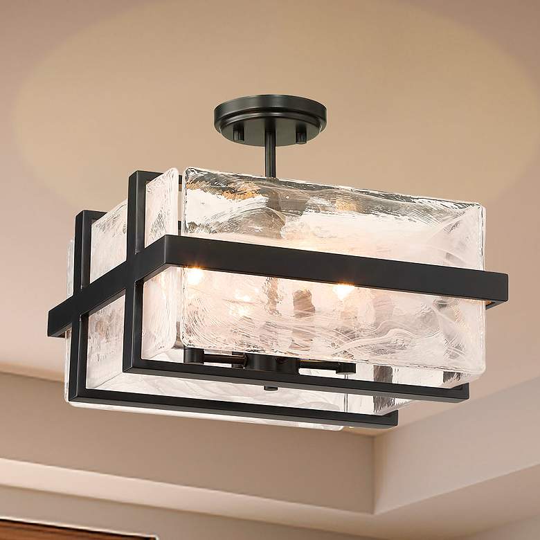 Image 1 Cloud Break 15" Wide Coal Black 4-Light Ceiling Light