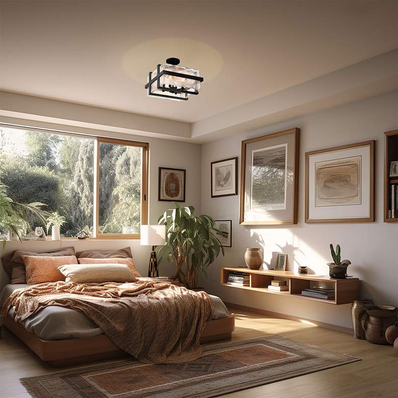 Image 7 Cloud Break 15" Wide Coal Black 4-Light Ceiling Light more views