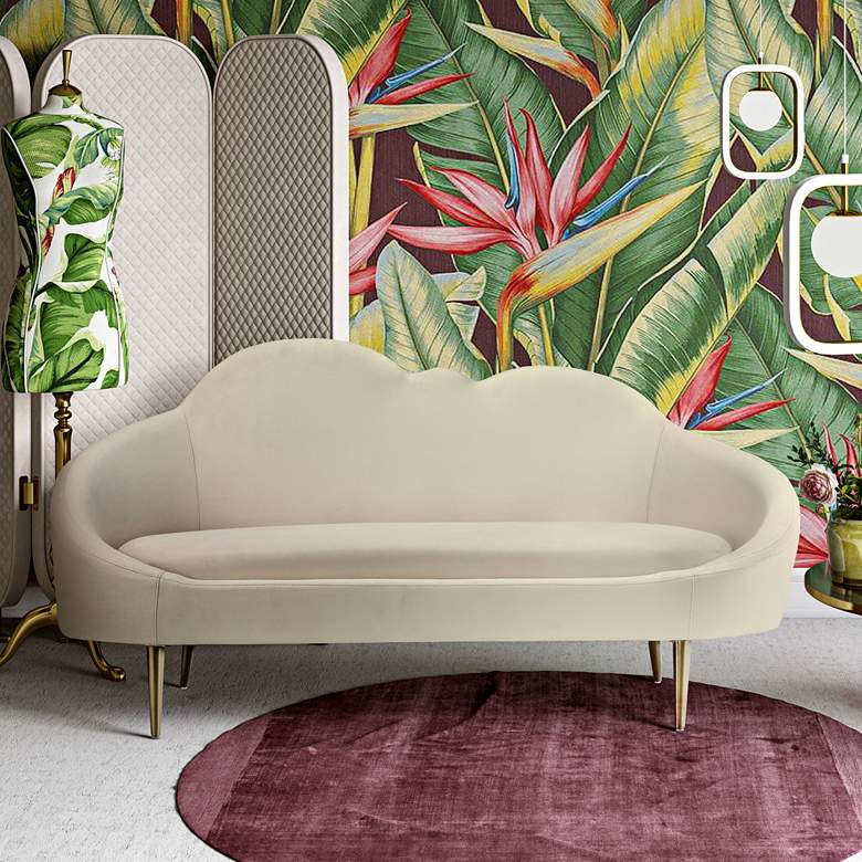 Image 5 Cloud Cream Velvet and Gold Settee more views
