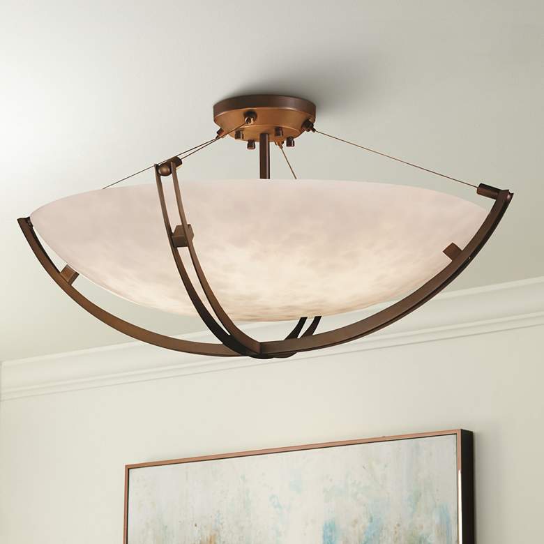 Image 1 Clouds Collection Crossbar 42" Wide Dark Bronze LED Ceiling Light