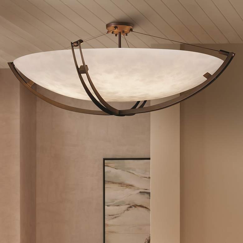 Image 1 Clouds Collection Crossbar 69" Wide Dark Bronze LED Ceiling Light