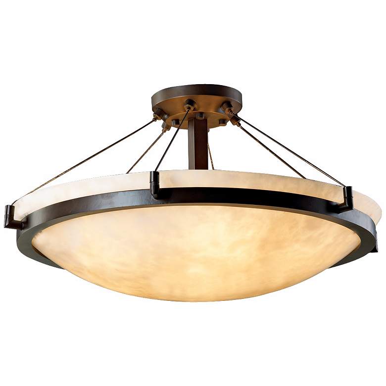 Image 2 Clouds Faux Stone Bronze Semiflush 27 inch Wide Ceiling Light