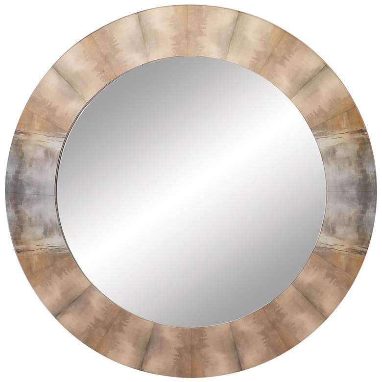 Image 2 Cloudscape Taupe and Slate Lacquer 36" Round Wall Mirror 