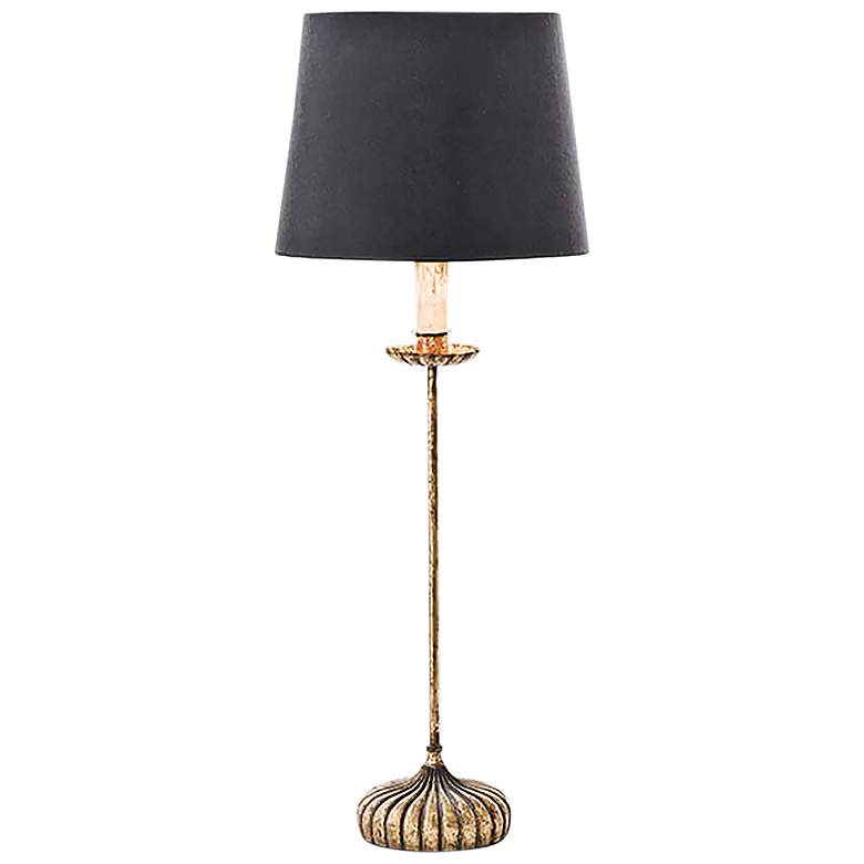 Image 1 Clove Stem Gold Stem Buffet Table Lamp with Black Shade