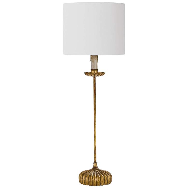 Image 1 Clove Stem Gold Stem Buffet Table Lamp with Linen Shade