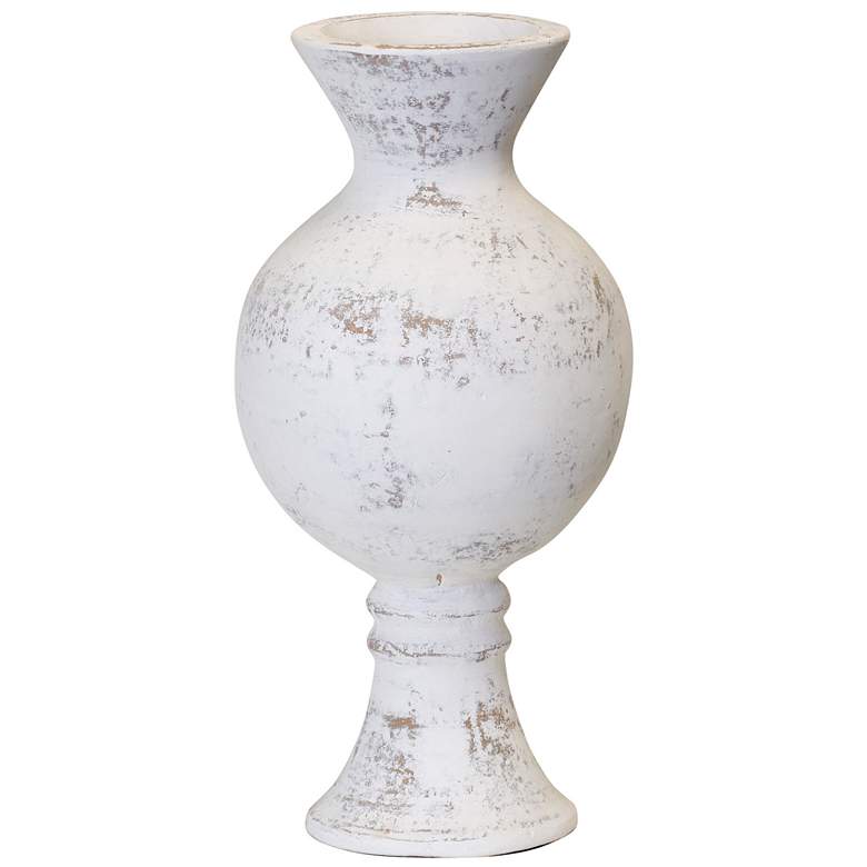 Image 1 Clove Vase Distressed White Finish on Ceramic Small
