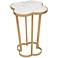 Clover 18 1/4" Wide White Marble and Brass Side Table