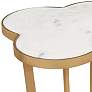 Clover 18 1/4" Wide White Marble and Brass Side Table
