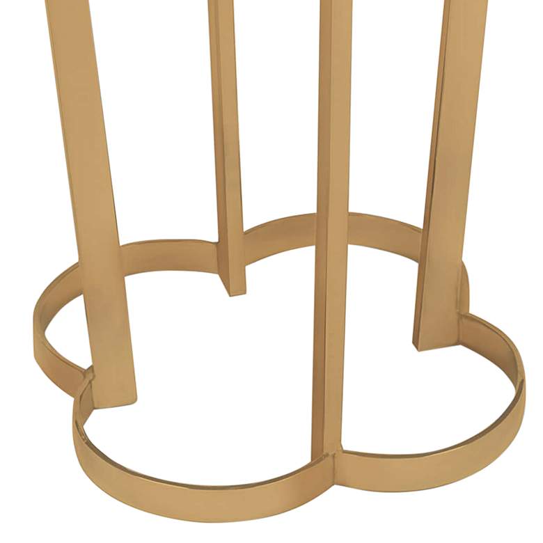 Image 3 Clover 18 1/4" Wide White Marble and Brass Side Table more views