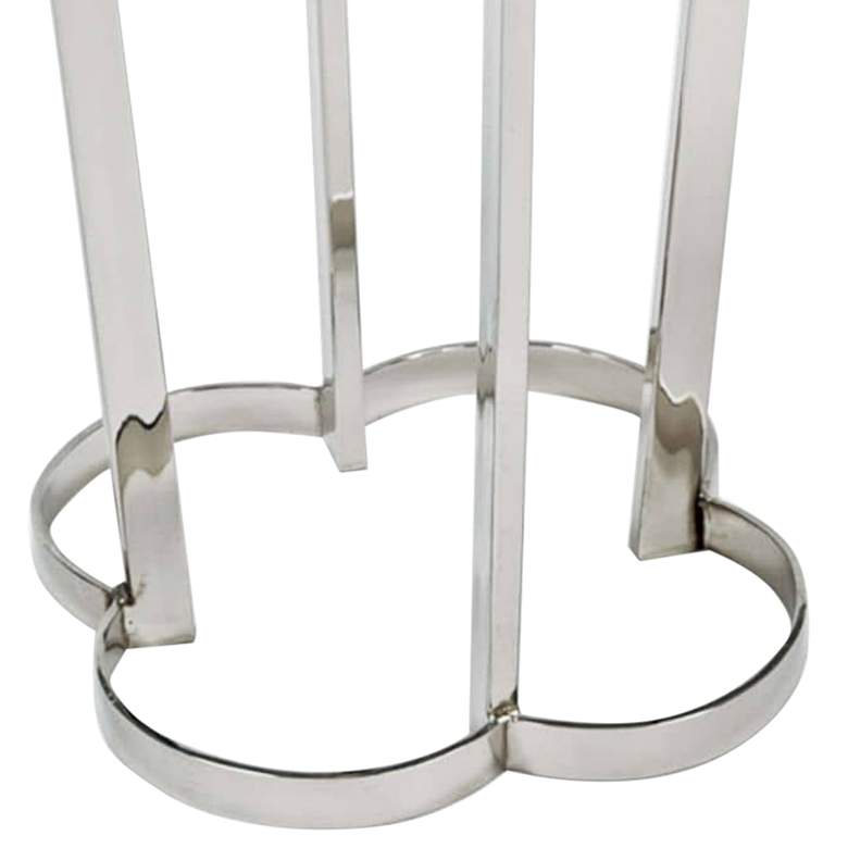 Image 3 Clover 18 1/4" Wide White Marble and Nickel Side Table more views