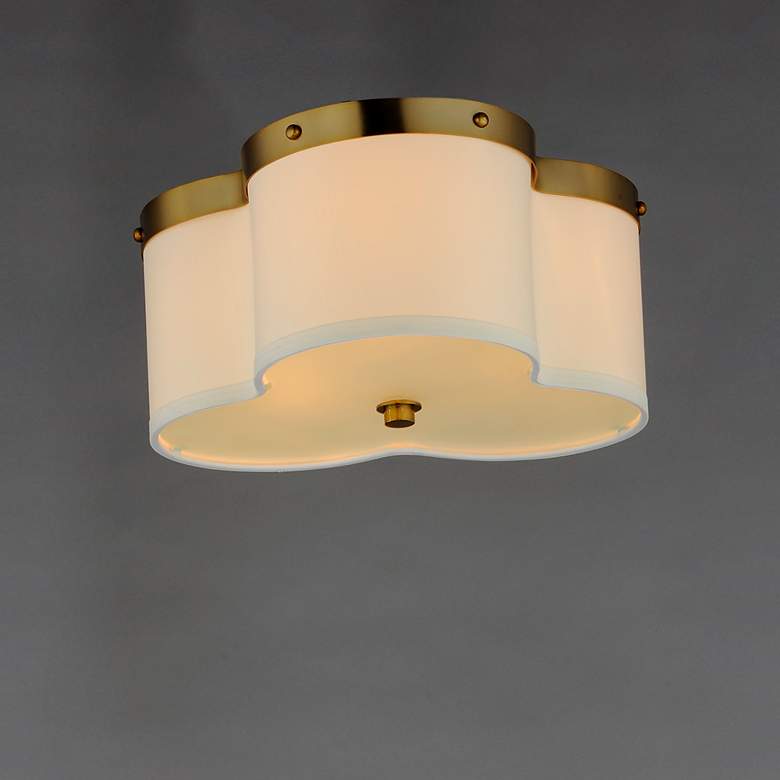 Image 2 Clover 3-Light 14" Wide Satin Brass Flush Mount Light more views