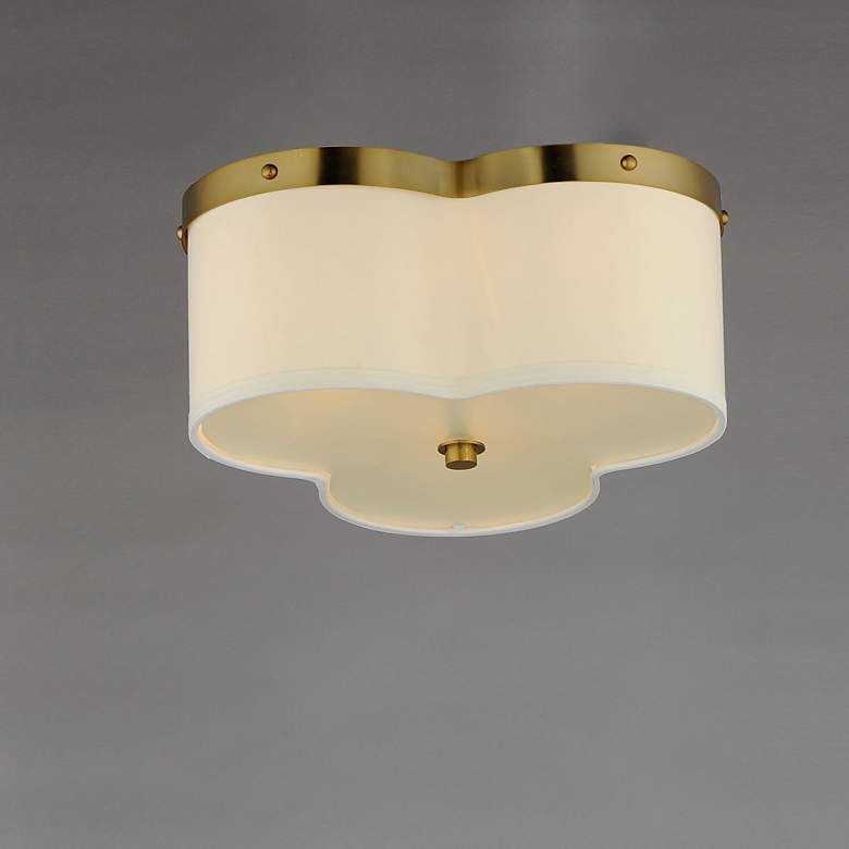Image 3 Clover 3-Light 14" Wide Satin Brass Flush Mount Light more views