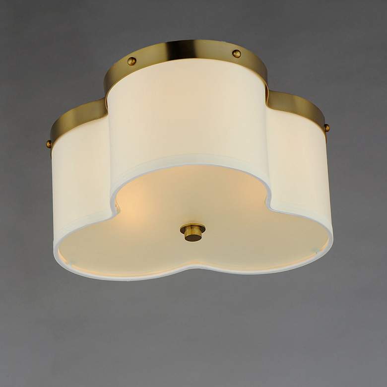 Image 5 Clover 3-Light 14" Wide Satin Brass Flush Mount Light more views