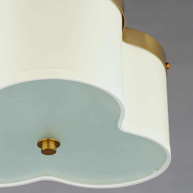 Image 6 Clover 3-Light 14" Wide Satin Brass Flush Mount Light more views
