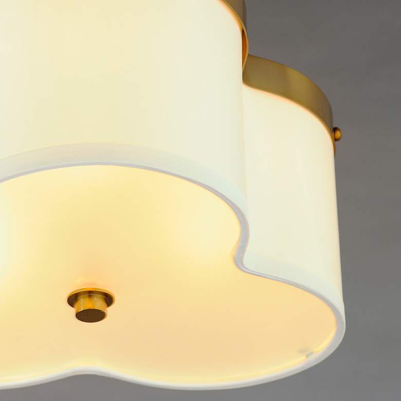 Image 7 Clover 3-Light 14" Wide Satin Brass Flush Mount Light more views
