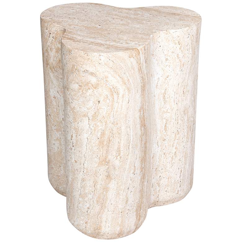 Image 1 Clover Travertine Stone Finish Italian Design MgO Side Accent Table
