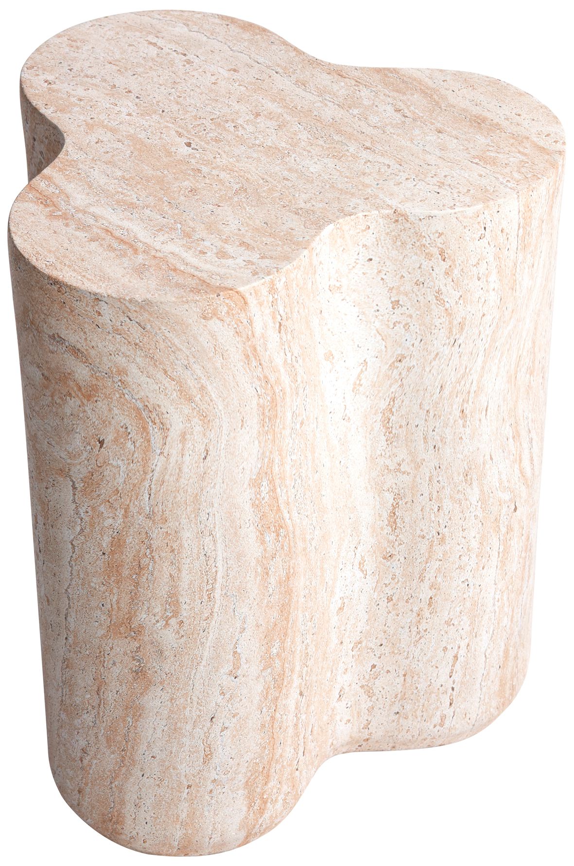 Image 3 Clover Travertine Stone Finish Italian Design MgO Side Accent Table more views