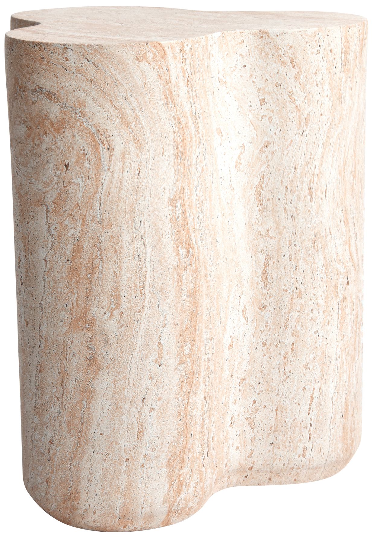 Image 4 Clover Travertine Stone Finish Italian Design MgO Side Accent Table more views