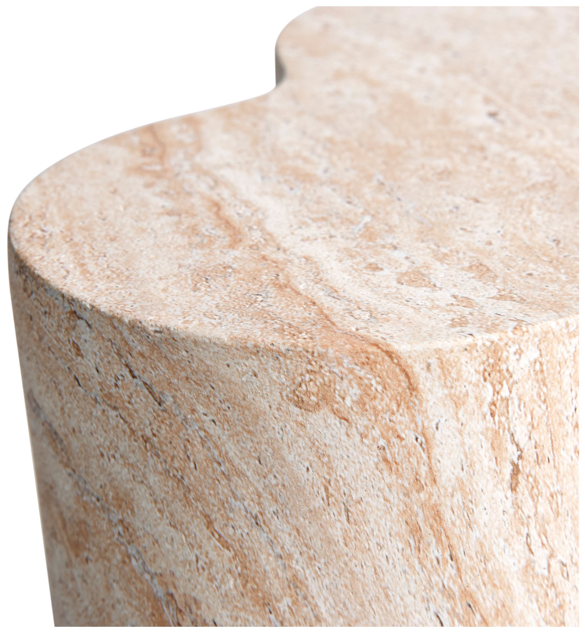 Image 5 Clover Travertine Stone Finish Italian Design MgO Side Accent Table more views