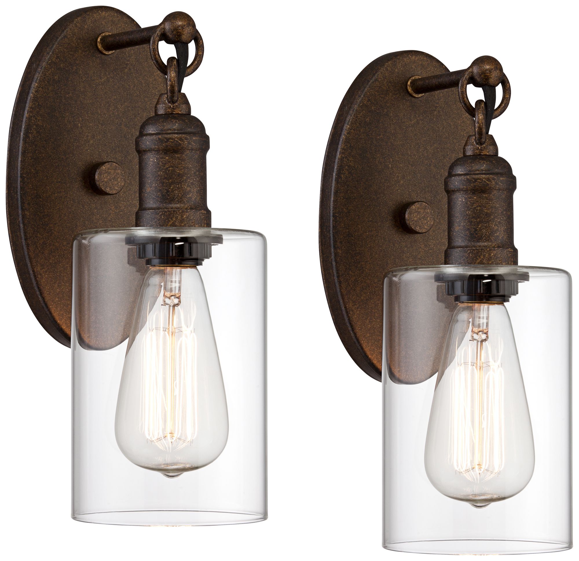 Cloverly 11 3/4" High Bronze LED Wall Sconce Set of 2 659V4 Lamps Plus