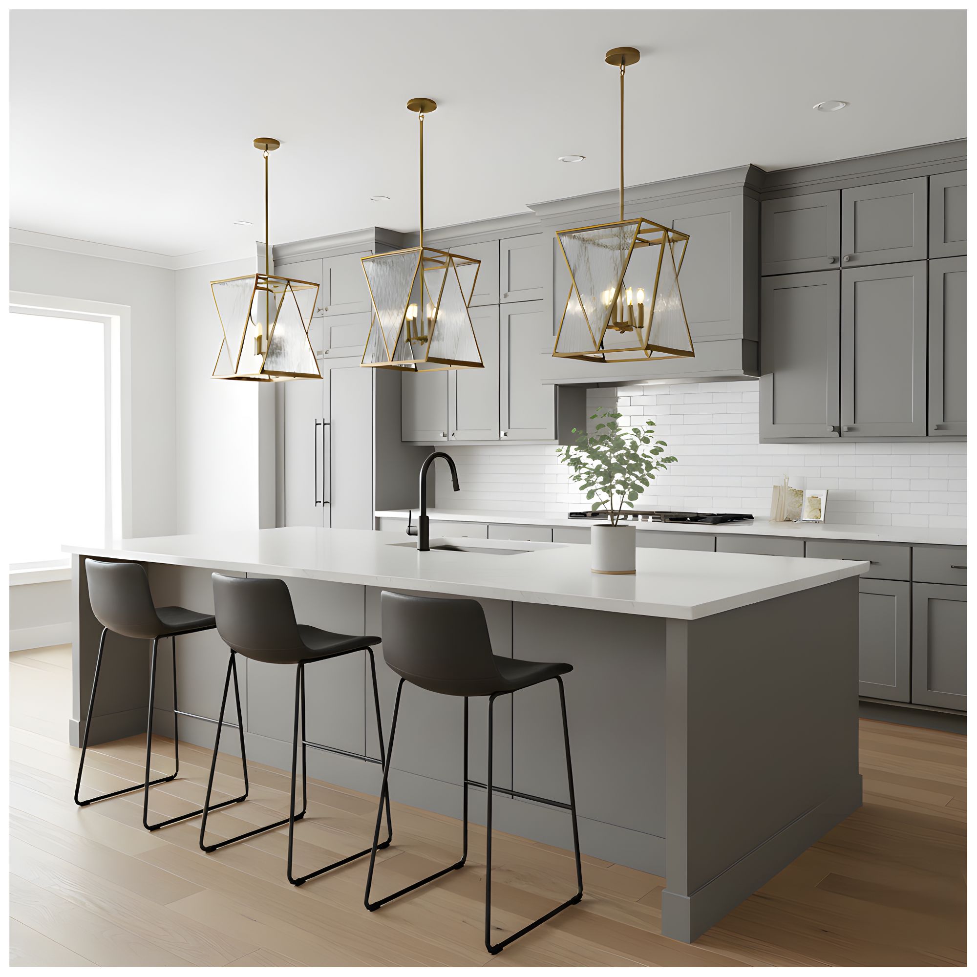 Image 7 Clovis 4-Light Brushed Weathered Brass Pendant Light more views