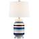 Clovis Blue and Brown Striped Table Lamp