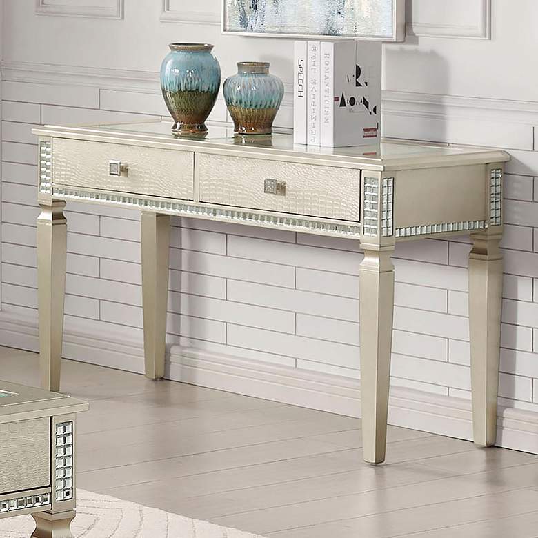 Image 1 Cluny 48" Wide Silver 2-Drawer Console Table