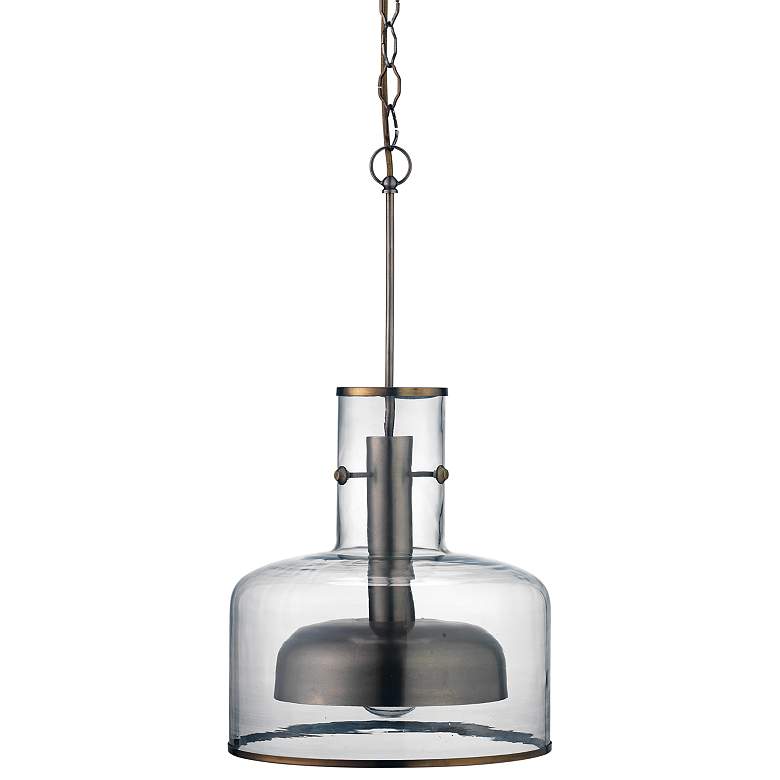 Image 2 Clyde 14 1/4 inch Wide Clear Glass with Gun Metal Pendant Light