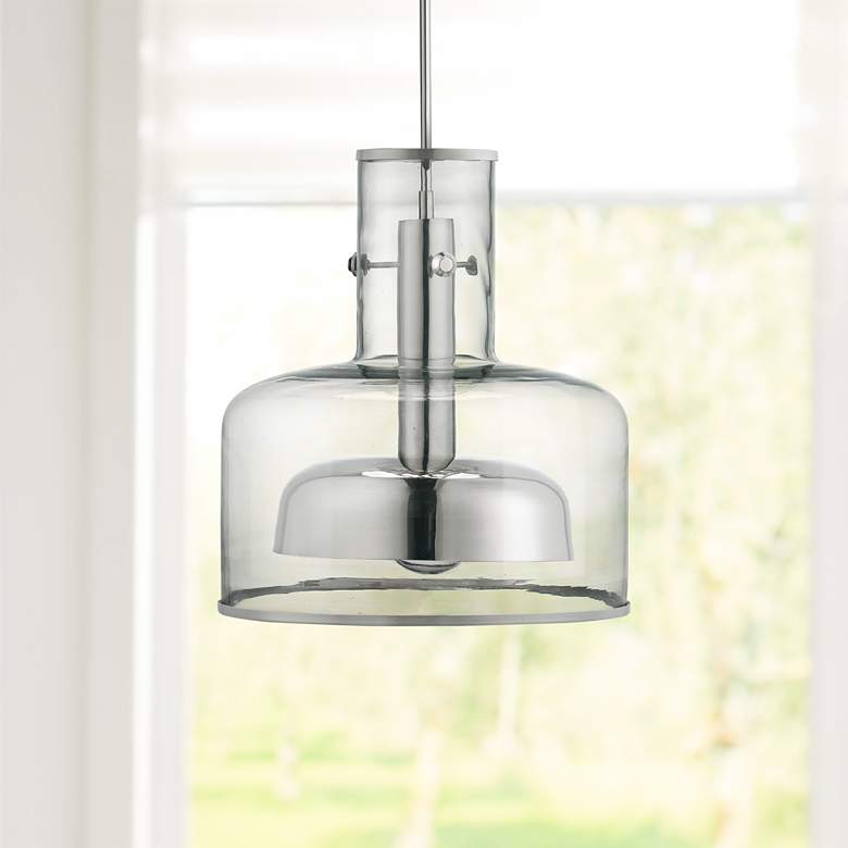 Image 1 Clyde 14 1/4" Wide Clear Glass with Nickel Pendant Light
