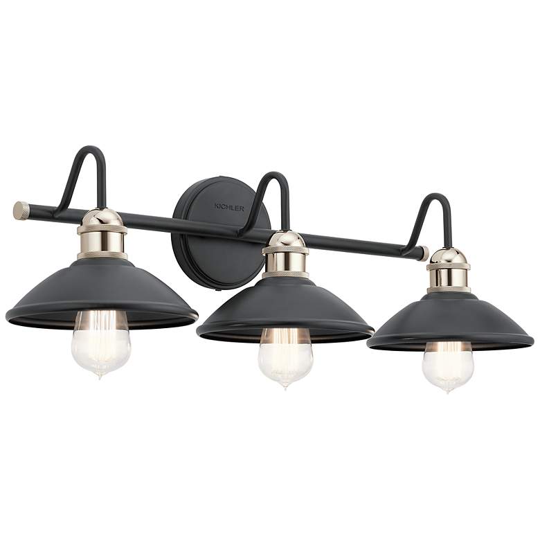 Image 1 Clyde 26 1/4" Wide Black 3-Light Vanity Bath Light