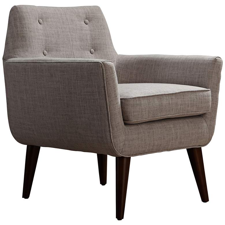 Image 1 Clyde Button Tufted Beige Linen Modern Armchair