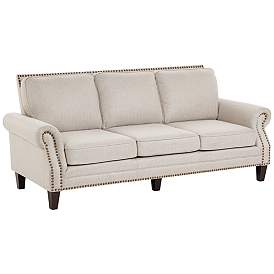 Image3 of Clyde Park 85" Wide Oslo Linen Nailhead Trim Traditional Sofa