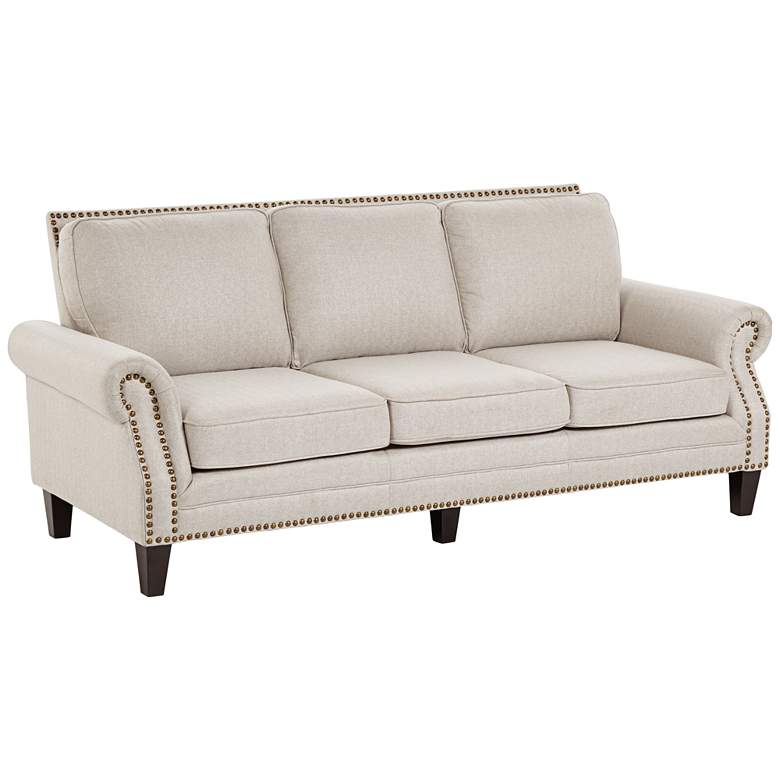 Image 3 Clyde Park 85 inch Wide Oslo Linen Nailhead Trim Traditional Sofa