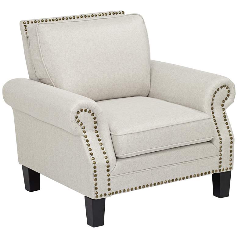 Image 3 Clyde Park Oslo Linen Nailhead Trim Armchair