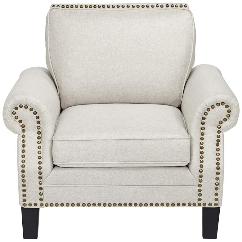 Image 4 Clyde Park Oslo Linen Nailhead Trim Armchair more views