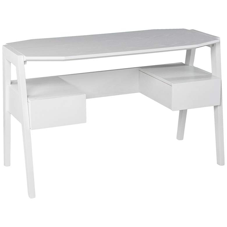 Image 2 Clyden 48 1/4 inch Wide White Wood 2-Drawer Writing Desk
