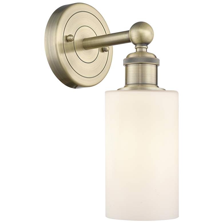 Image 1 Clymer 11.38"High Antique Brass Sconce With Matte White Shade