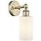 Clymer 11.38"High Antique Brass Sconce With Matte White Shade