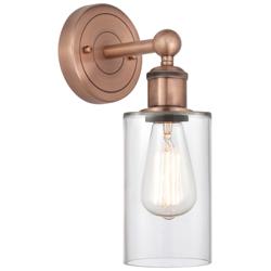 Clymer 11.38&quot;High Antique Copper Sconce With Clear Shade