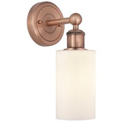 Clymer 11.38&quot;High Antique Copper Sconce With Matte White Shade